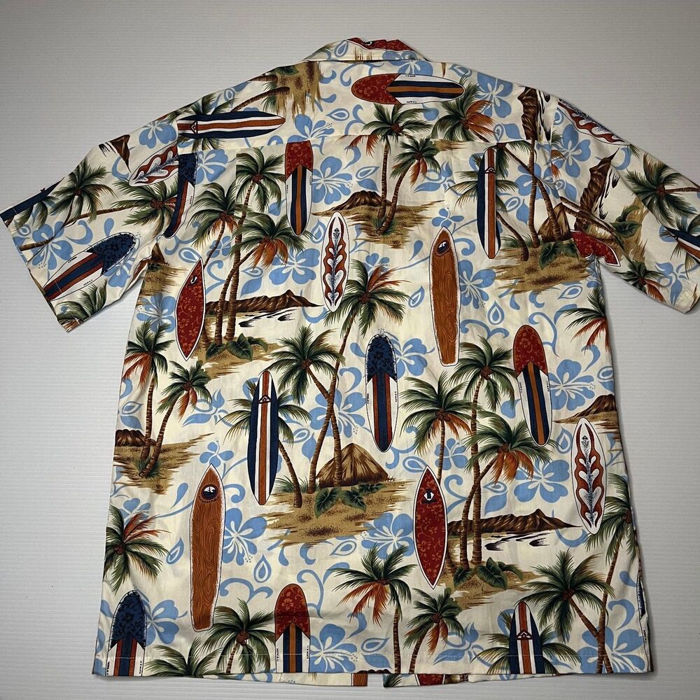 Aloha Republic Hawaiian Shirt Mens L/XL Surfboards Volcanos Beach